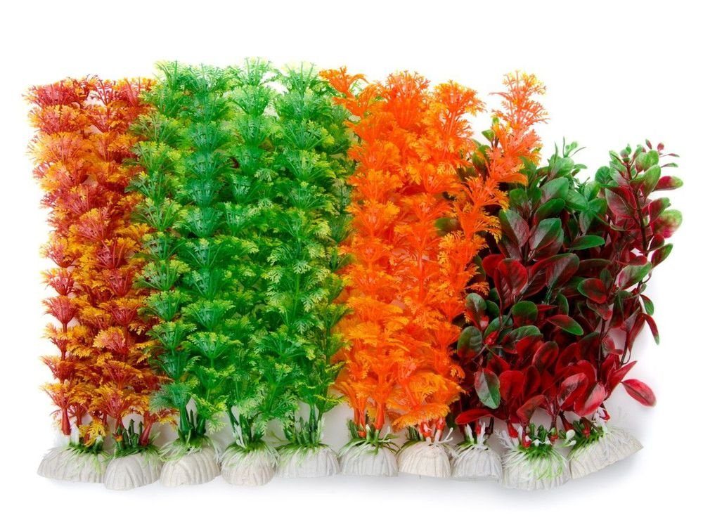 Aquariendeko 10x Aquarium Wasserpflanzen Set Aquarien Künstliche Pflanze Sparset