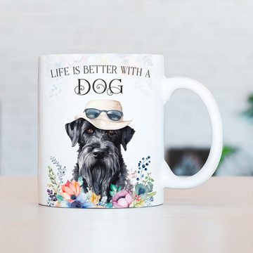 Cadouri Tasse RIESENSCHNAUZER - Kaffeetasse für Hundefreunde, Keramik, mit Hunderasse, beidseitig bedruckt, handgefertigt, Geschenk, 330 ml