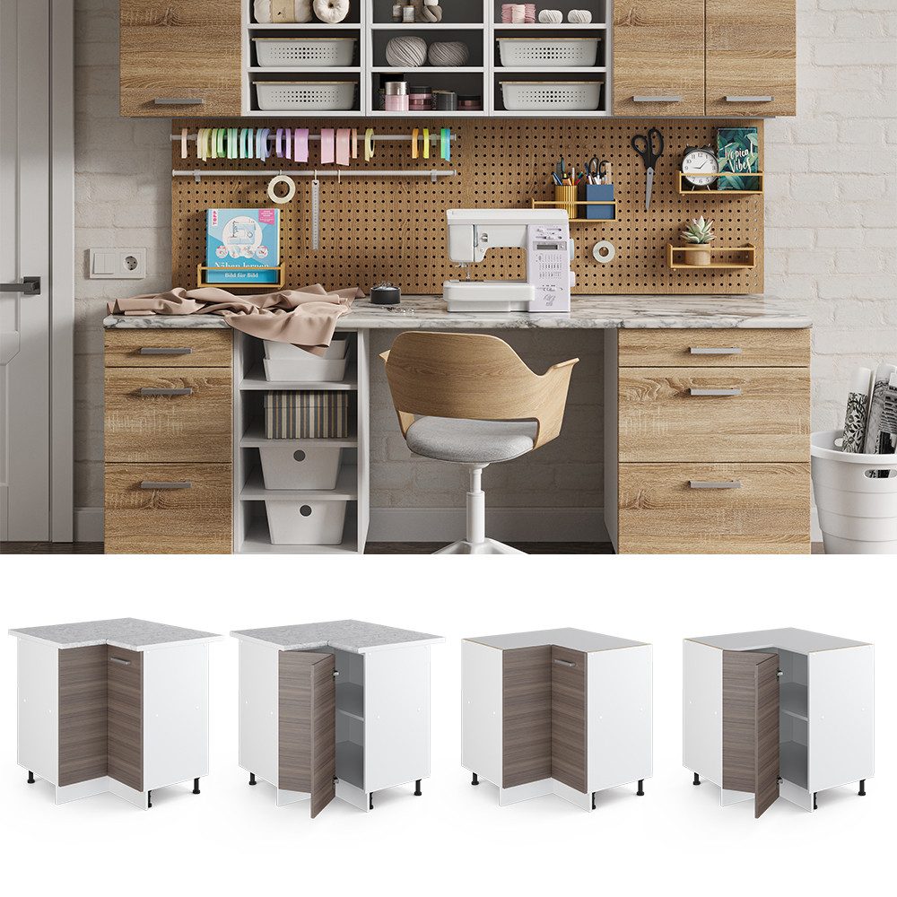 Vicco Schranksystem R-Line, Grau/Weiß, 75.6 cm günstig online kaufen