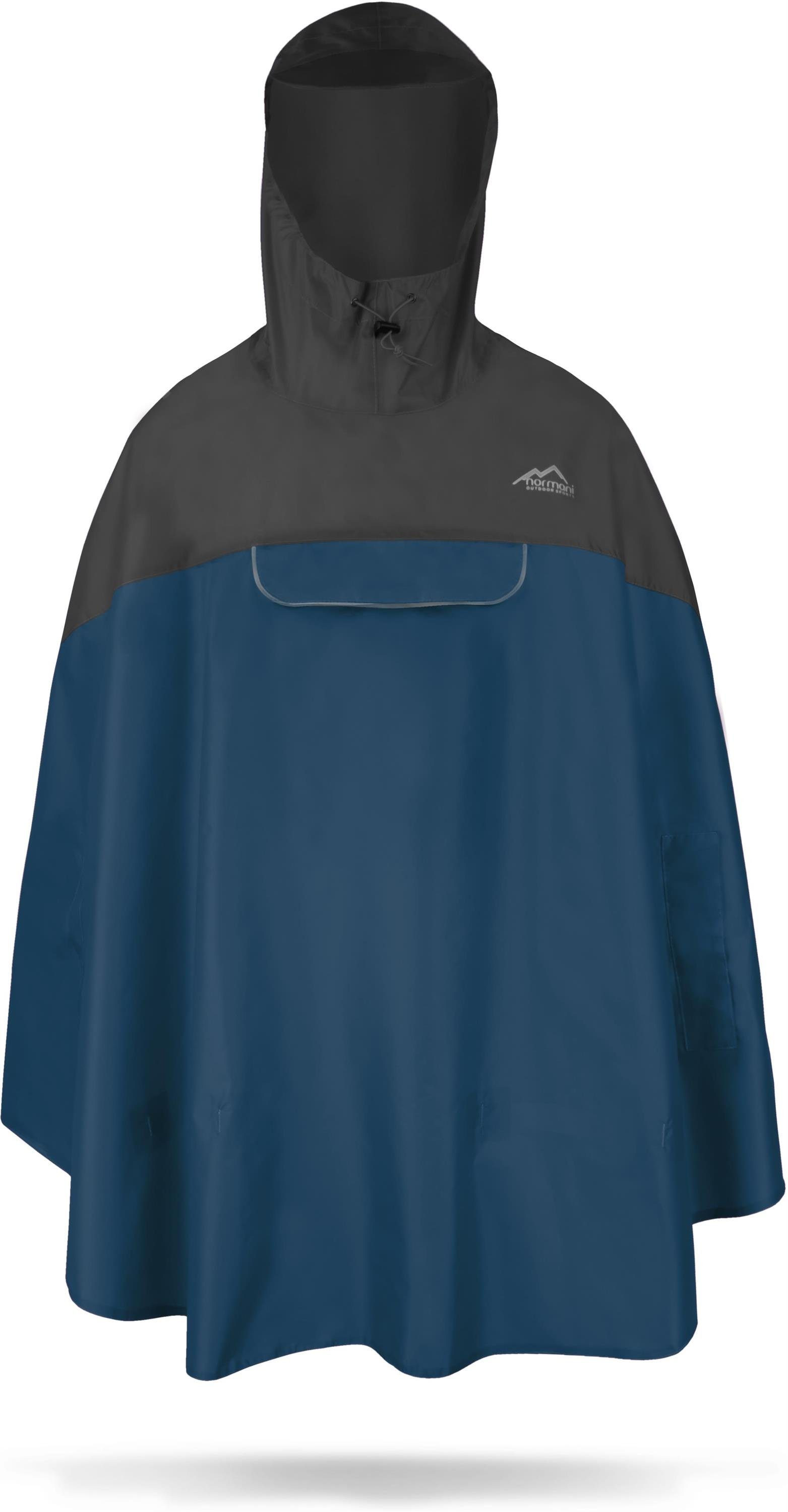 normani Regenponcho Unisex Regenponcho wasserdicht Cherrapunji mit Kapuze - 12000 mm Wassersäule - 3M™-Reflektor