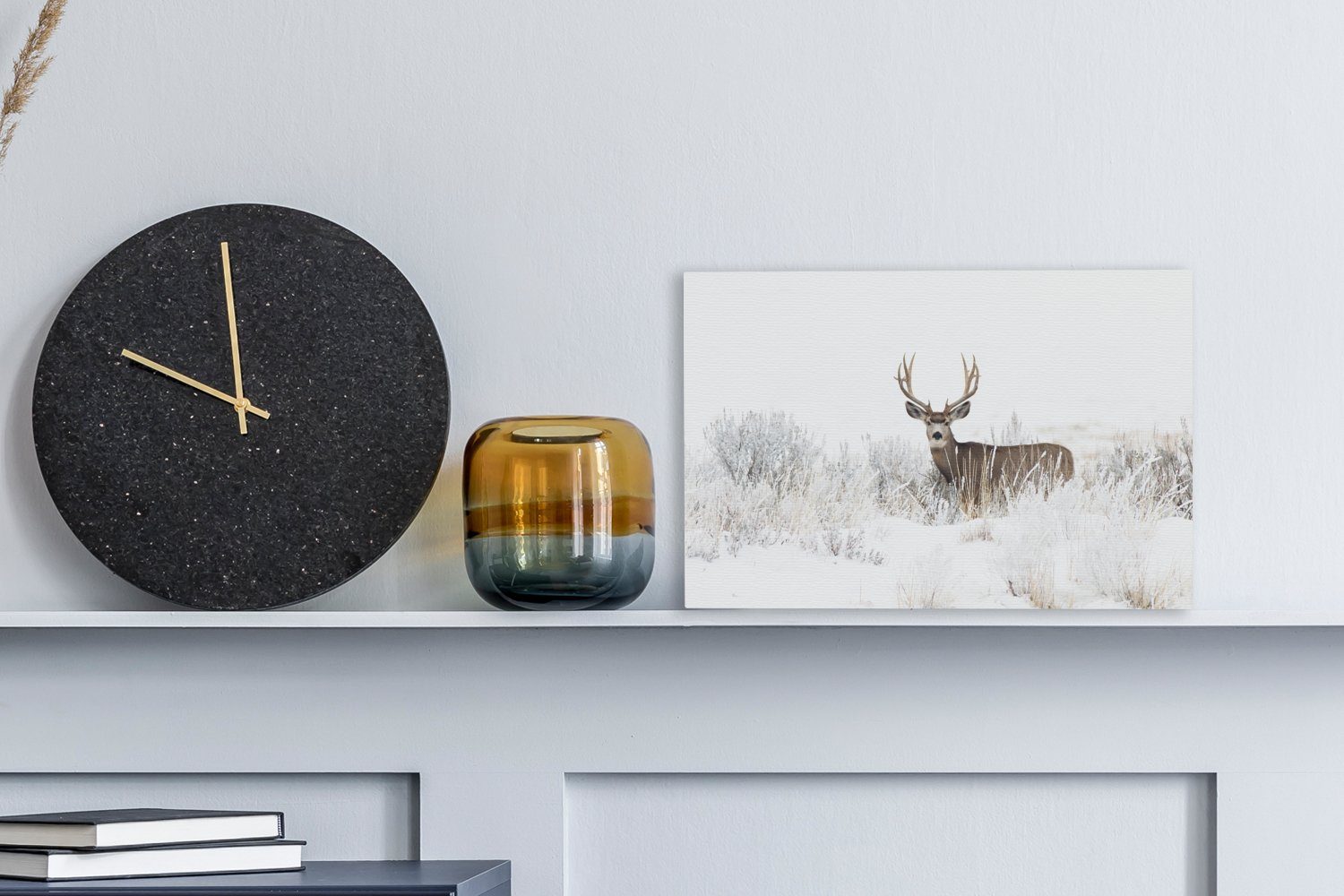 OneMillionCanvasses® Leinwandbild Hirsche - Winter - Schnee - Tiere - Jahre günstig online kaufen