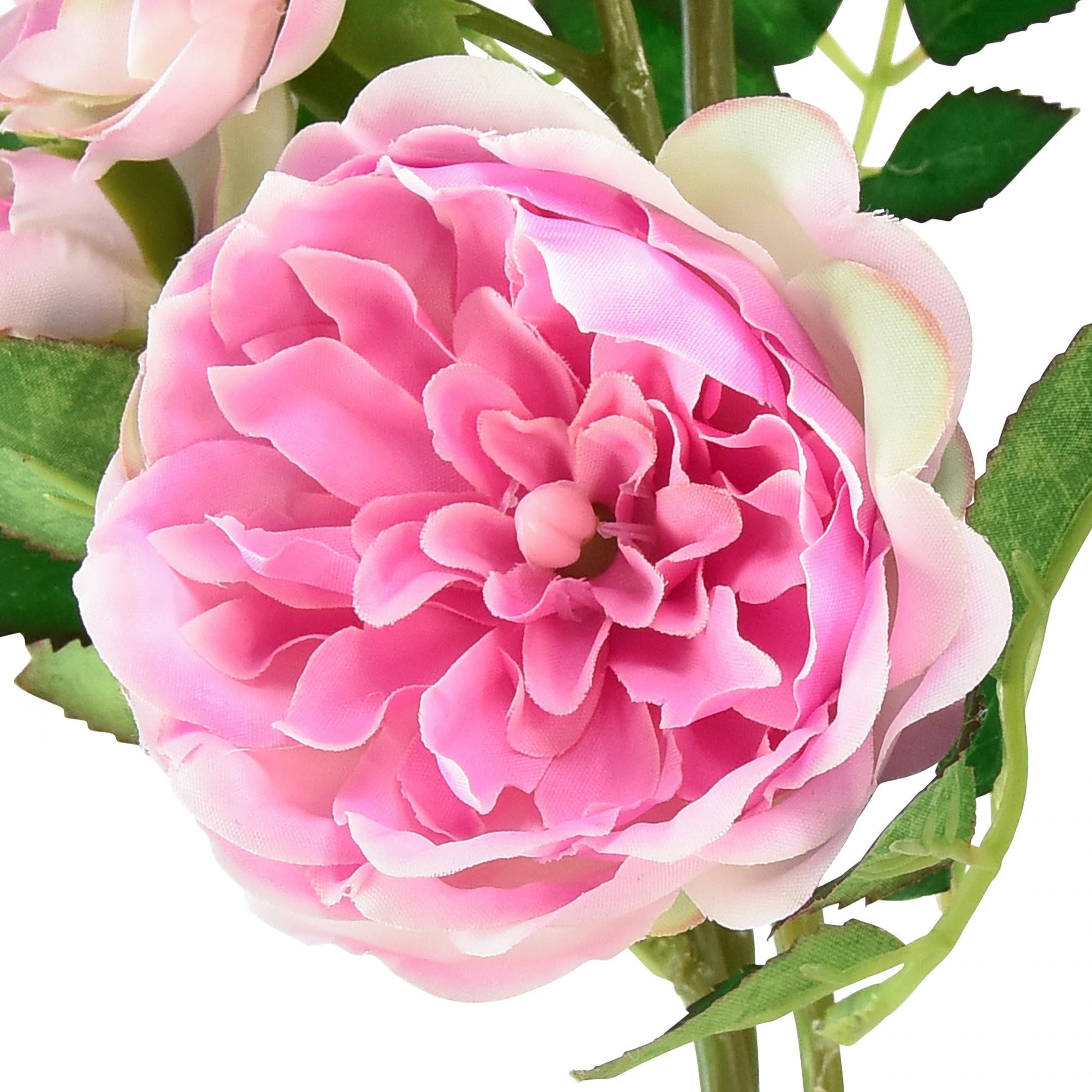 Kunstblume Seidenrosen Kunstzweig Deko Pink Creme 79cm, Florists Products, Höhe 1 cm