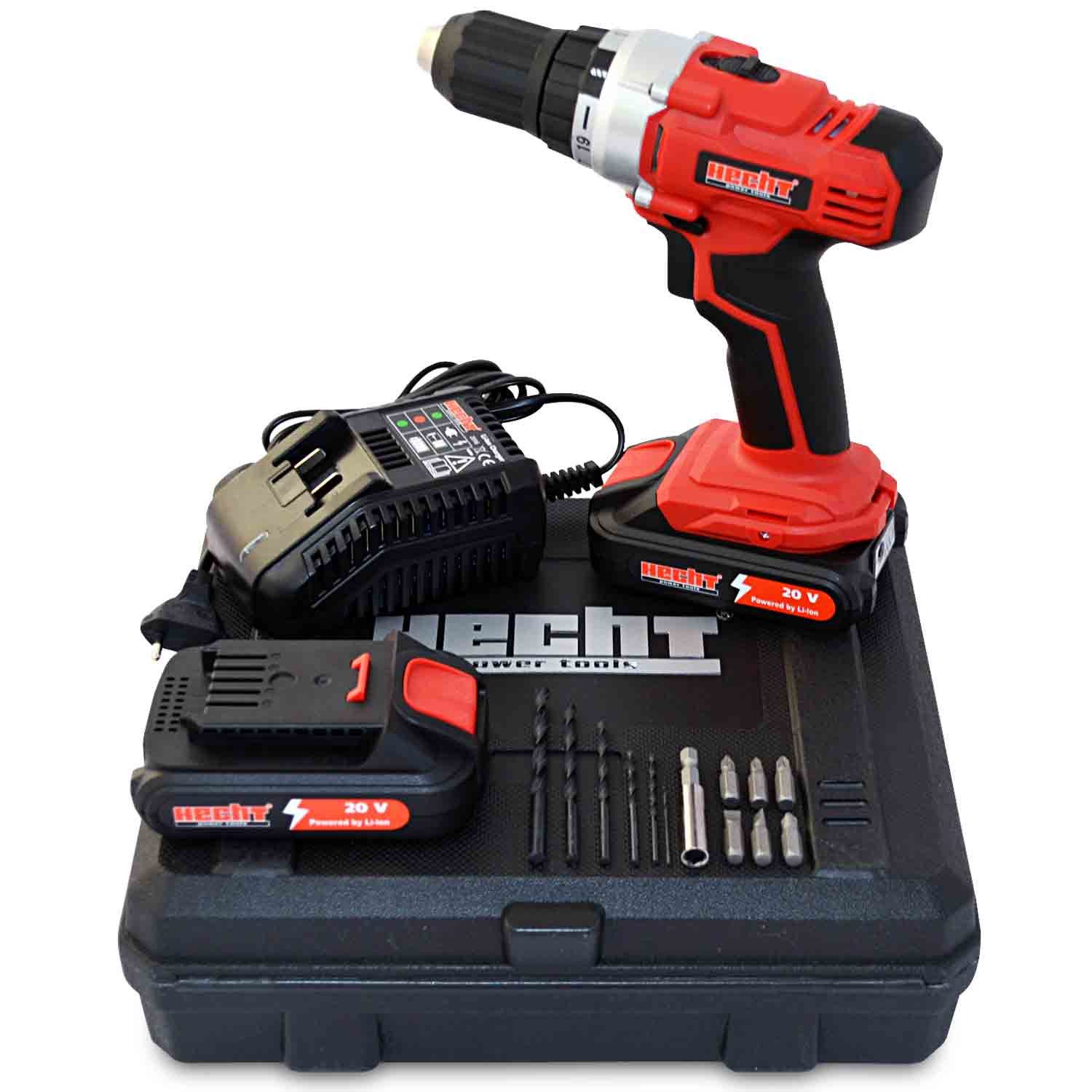 Hecht Akku-Bohrschrauber mit 2x 40V/2Ah Akku Schnellladegerät, 110-240 V, Magnetisch, Transportkoffer