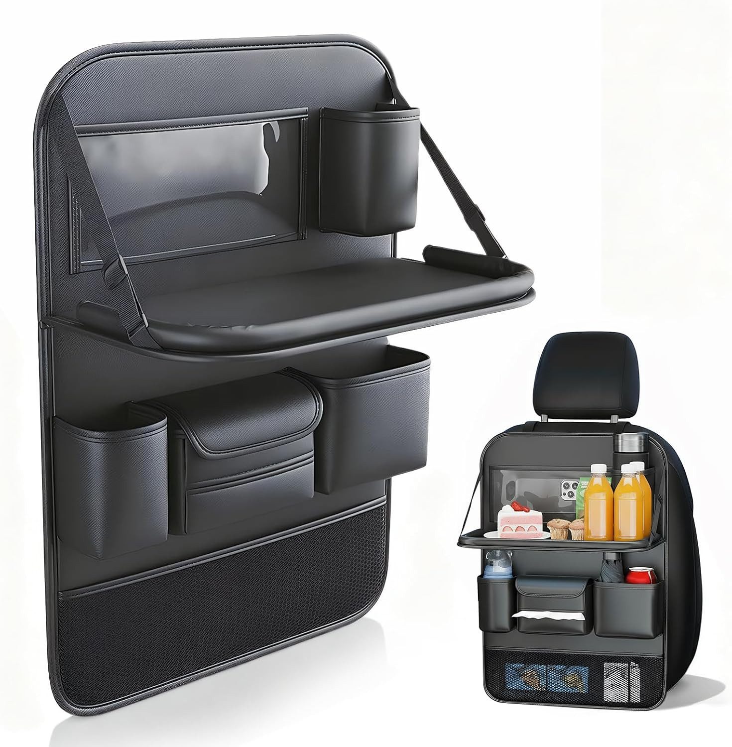 BlingBin Auto-Rückenlehnentasche Auto Tisch Kinder Rücksitz mit Faltbarem Tisch & Tablet-Halterung (1er Set, 1-tlg., 45 x 63,5cm), Auto Organizer Kinder,Kindersitz-Schutz für Reisen,Spielzeug & Snacks