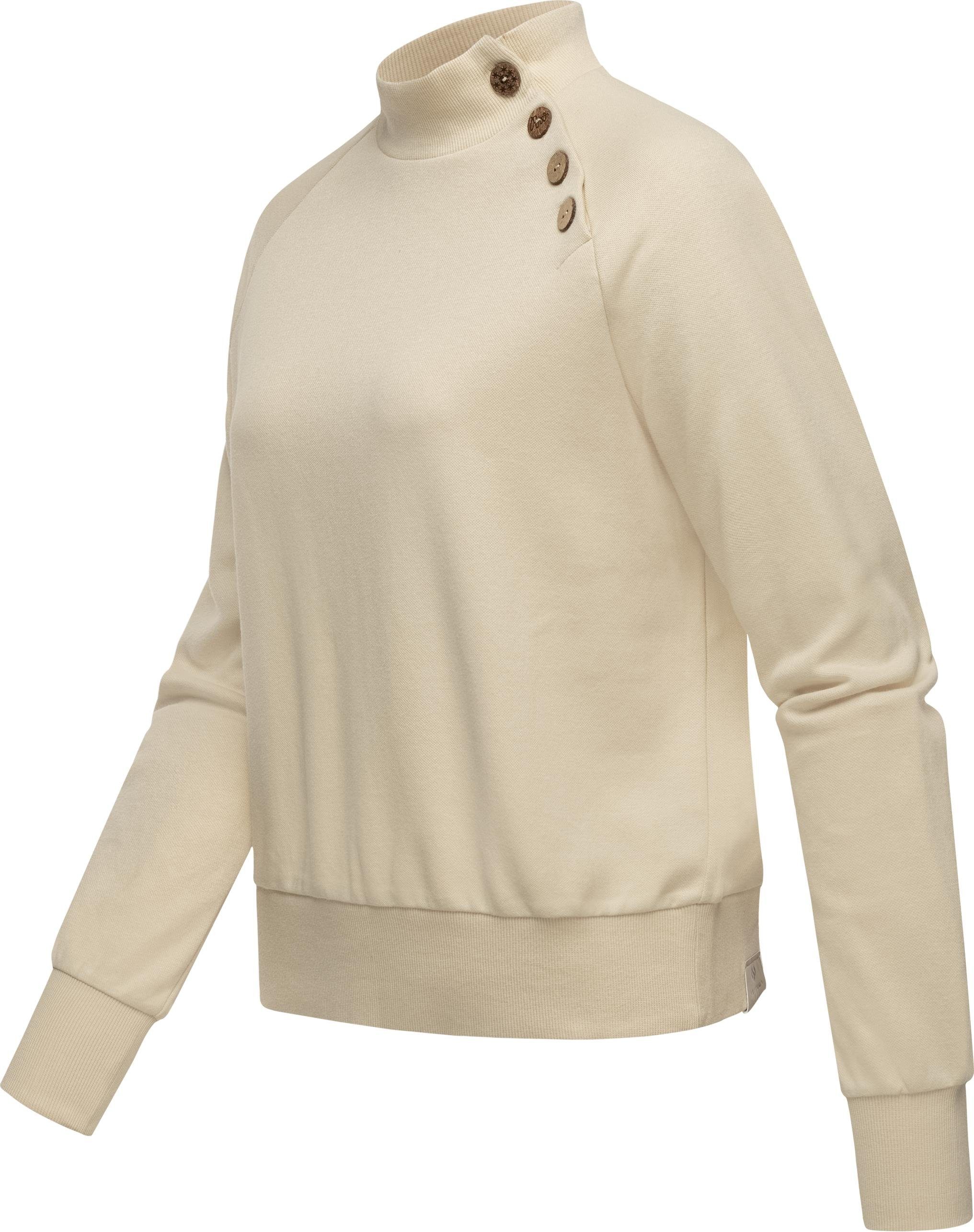 Ragwear Sweatshirt Majjorka Solid Damen Langarmshirt mit Rippbündchen und Zierknöpfen