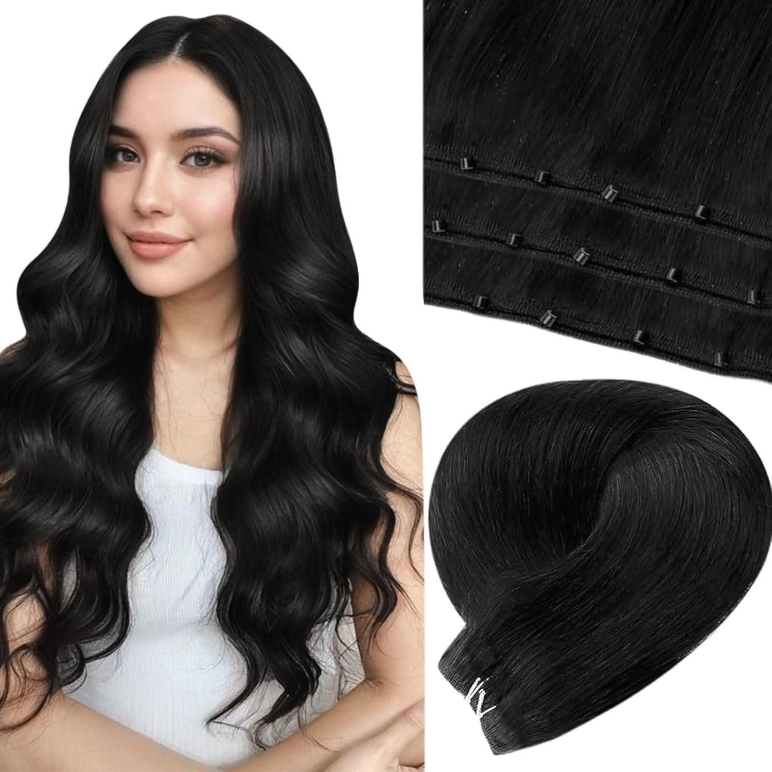 LuxusKollektion Echthaar-Extension Extensions Echthaar Micro Weft Schwarz 50cm-50G 3.1-EZE-#1