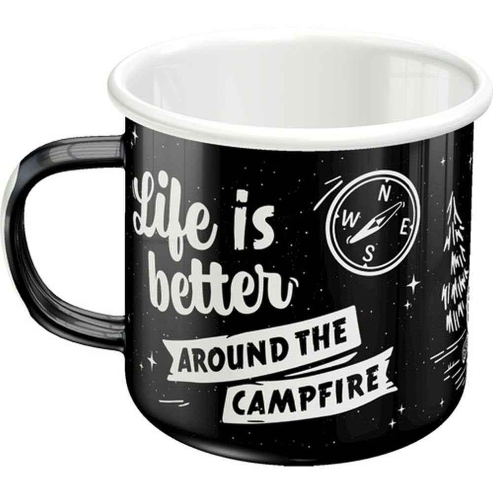 Tasse Around Better Emaille-Becher Is The Campfire Life Nostalgic-Art -