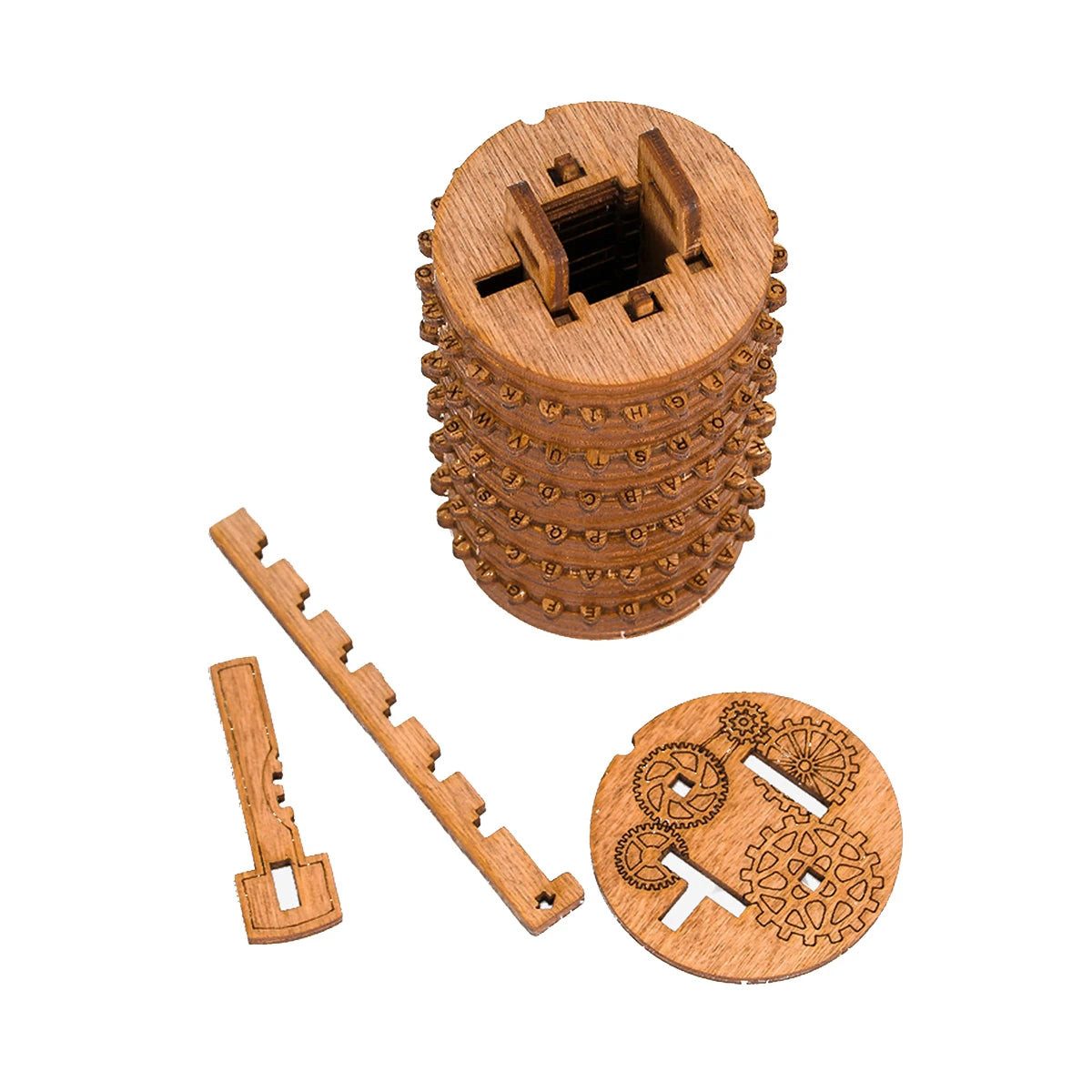 iDventure 3D-Puzzle Kryptos Cryptex Rätselbox mit Geheimfach aus Holz, 45 Puzzleteile, mit Geheimfach und Rätselmechanik