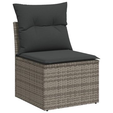 vidaXL Gartenlounge-Set 6-tlg. Garten-Sofagarnitur mit Kissen Grau Poly Rattan, (1-tlg)