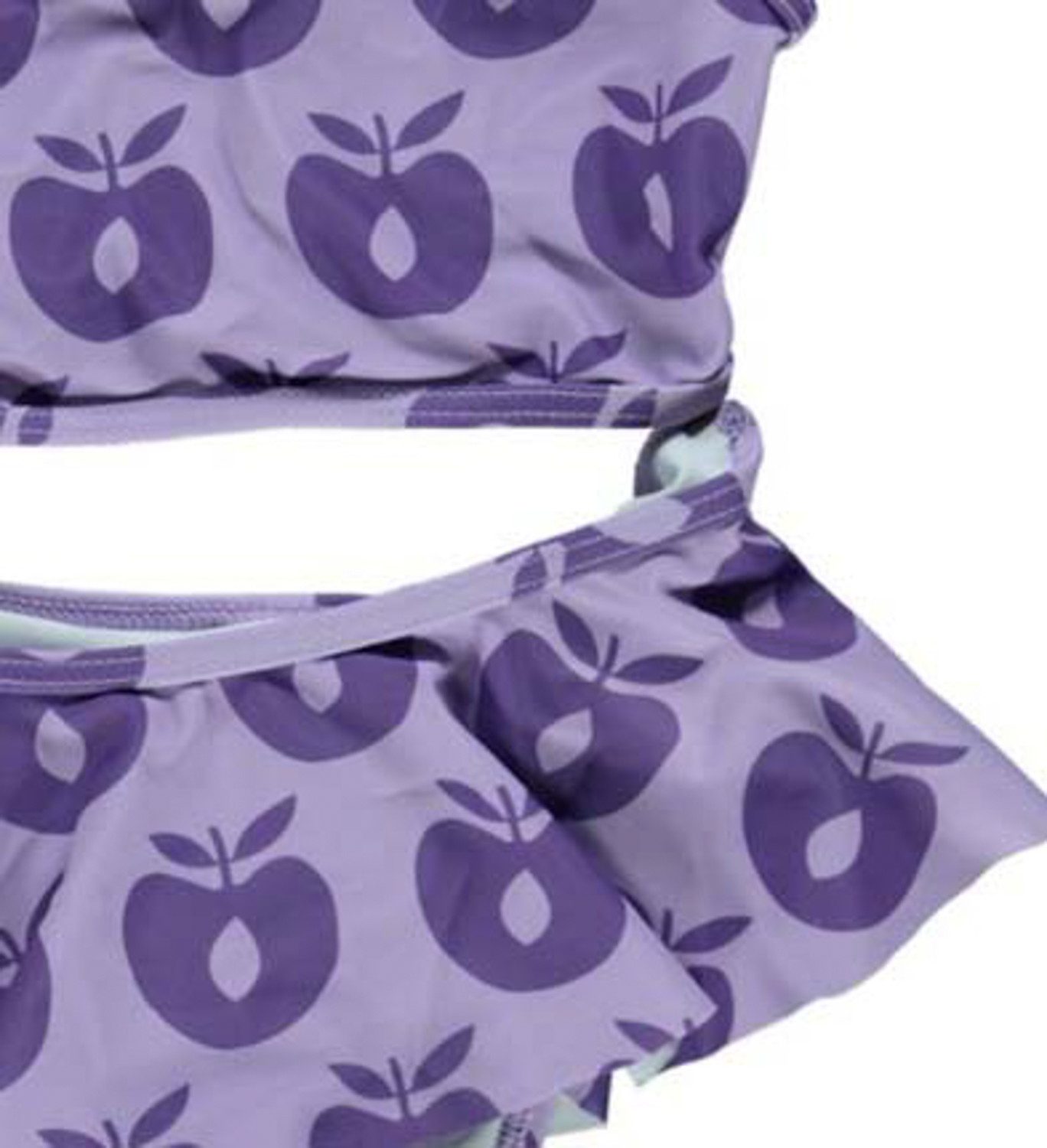 Småfolk Bustier-Bikini SMAFOLK UV-Schutz Bikini allover Apfel lila mit Volants