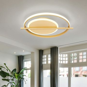 Globo LED Deckenleuchte, Leuchtmittel inklusive, Warmweiß, Wohnzimmerlampe Deckenleuchte LED goldfarben L 40 cm