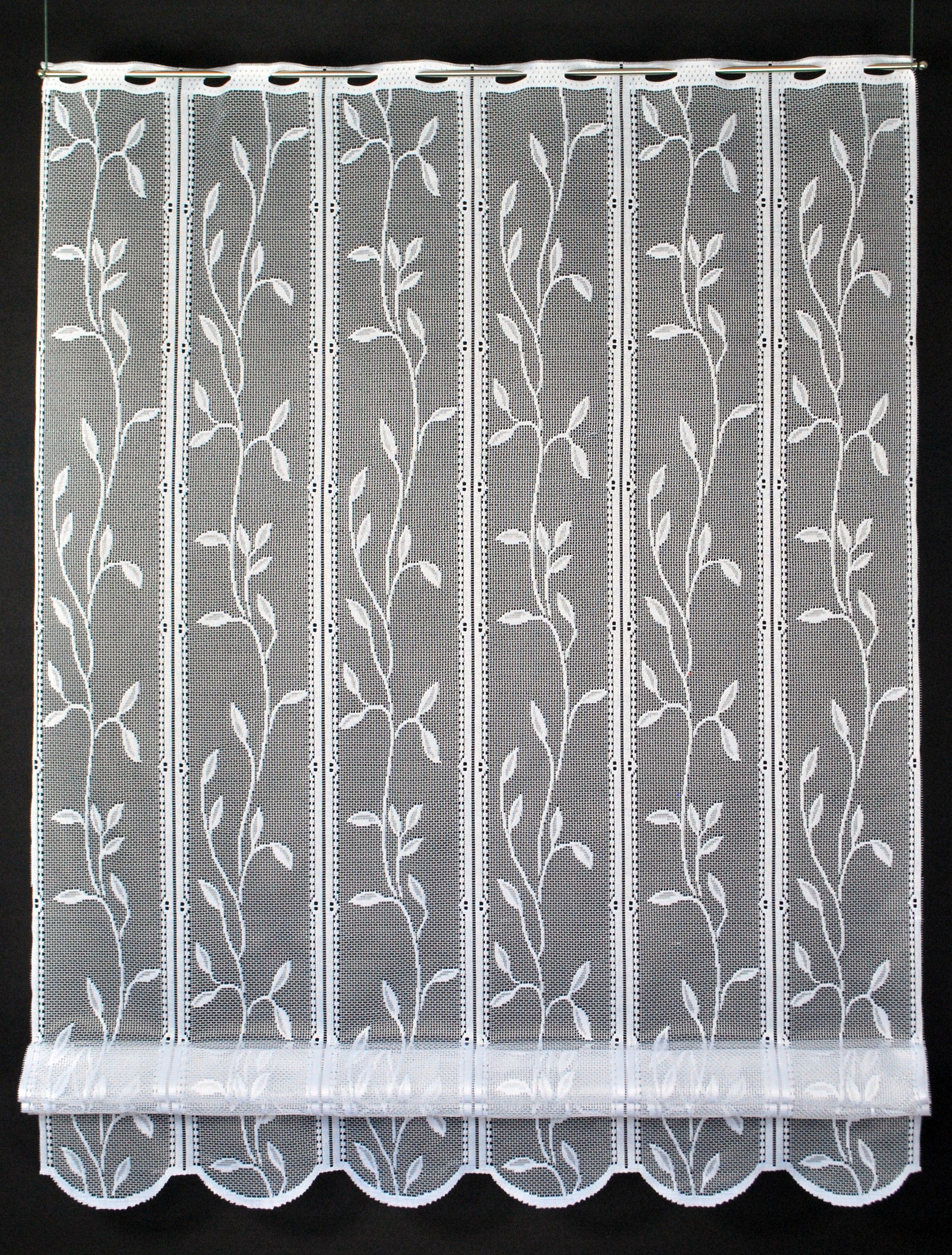 Gardinen Kranzusch Scheibengardine Raffrollo Blätterranke (1 St), Stangendurchzug, transparent, Stablöcher,transparent,verschiedene Höhen, Breiten – Bild 4 von 4