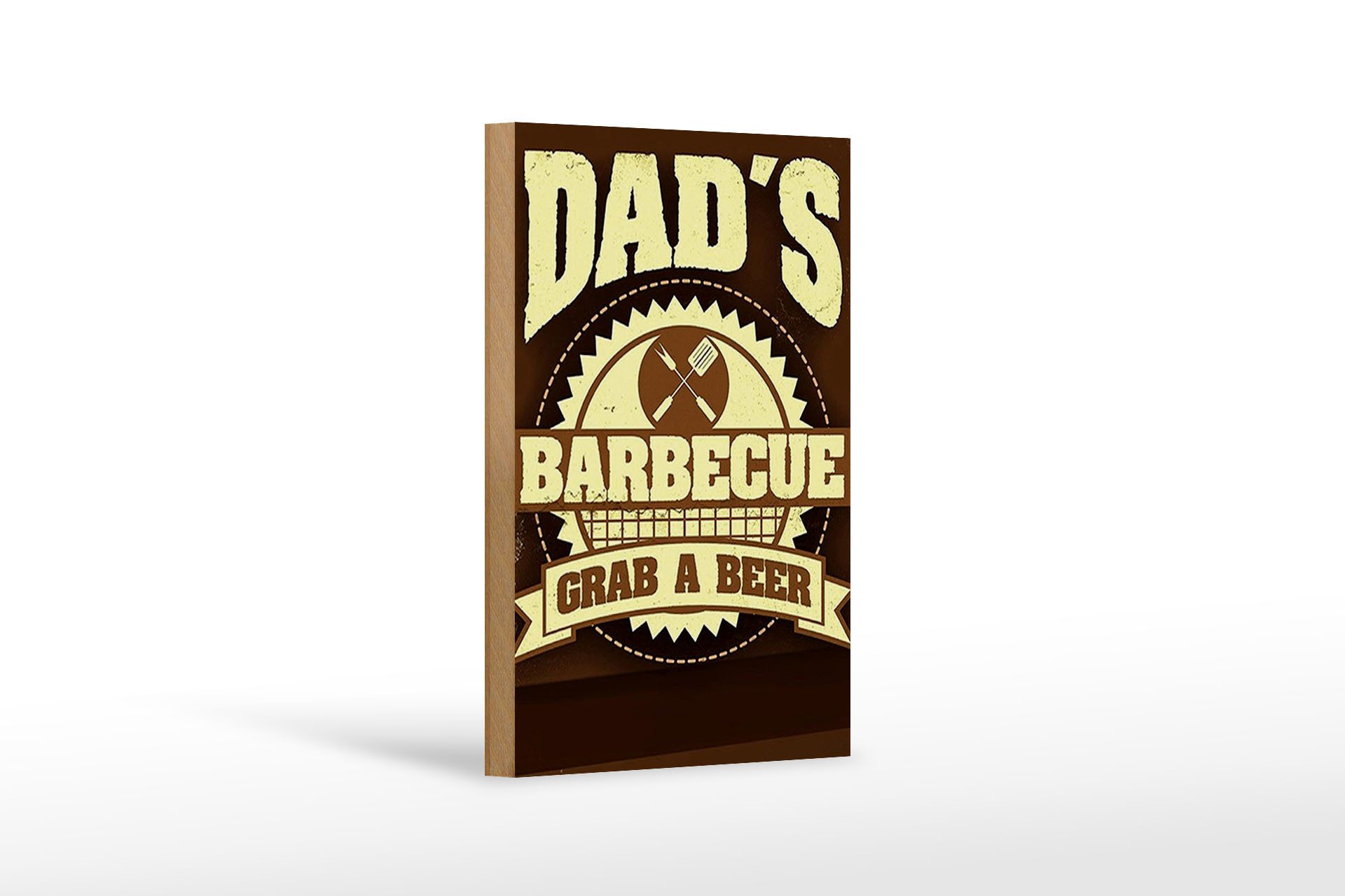 Holzbild Spruch 12x18 cm Dad´s barbecue grab a beer