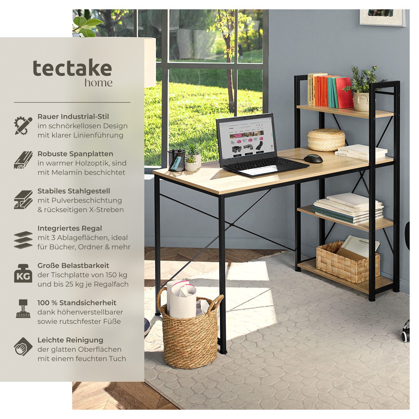 tectake Schreibtisch Computer-Schreibtisch (1-St., 1 tlg), Markanter Comput günstig online kaufen