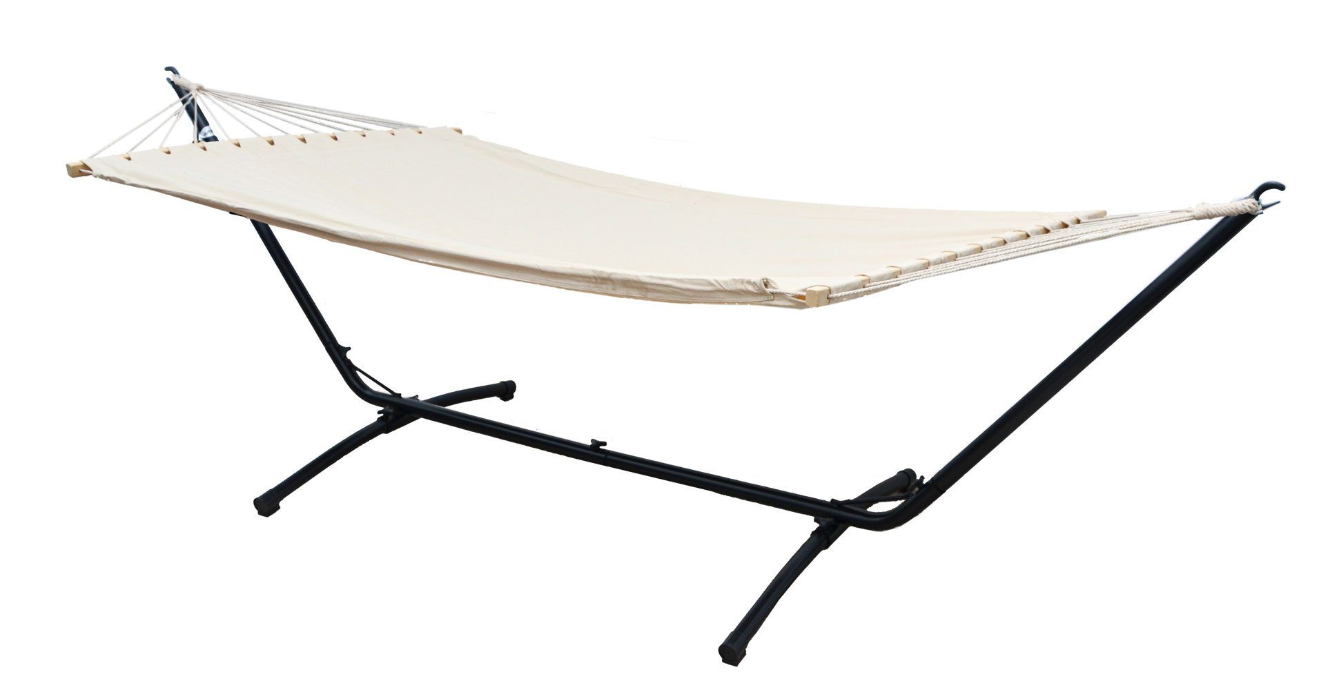 AMANKA Hängematte mit Gestell - 200 x 120 cm Doppelhängematte für 2 Personen - Baumwolle, XL Stabhängematte - Outdoor Relaxliege für Garten, Terrasse und Balkon