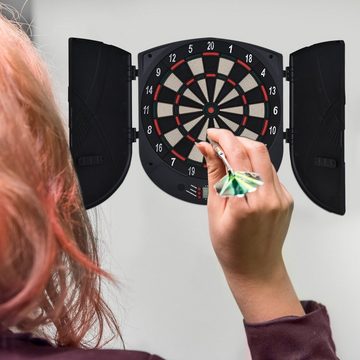 HOMCOM Dartscheibe mit Tür Soundeffekte Dartboard Dart-set für 8 Spieler, (Set, mit automatische Wertung), 50L x 44B x 4.4H cm