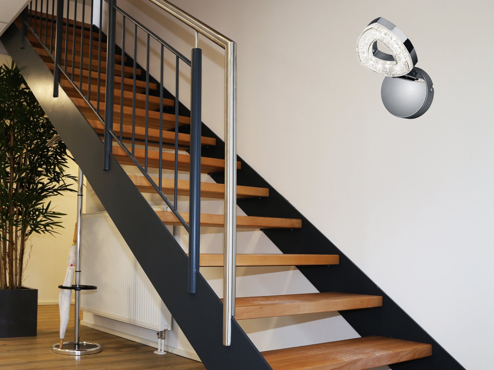 Höhe fest Set Lichtspots Treppenhaus Treppenbeleuchtung für 13cm Warmweiß, LED Wandstrahler, meineWunschleuchte innen, 2er integriert, LED