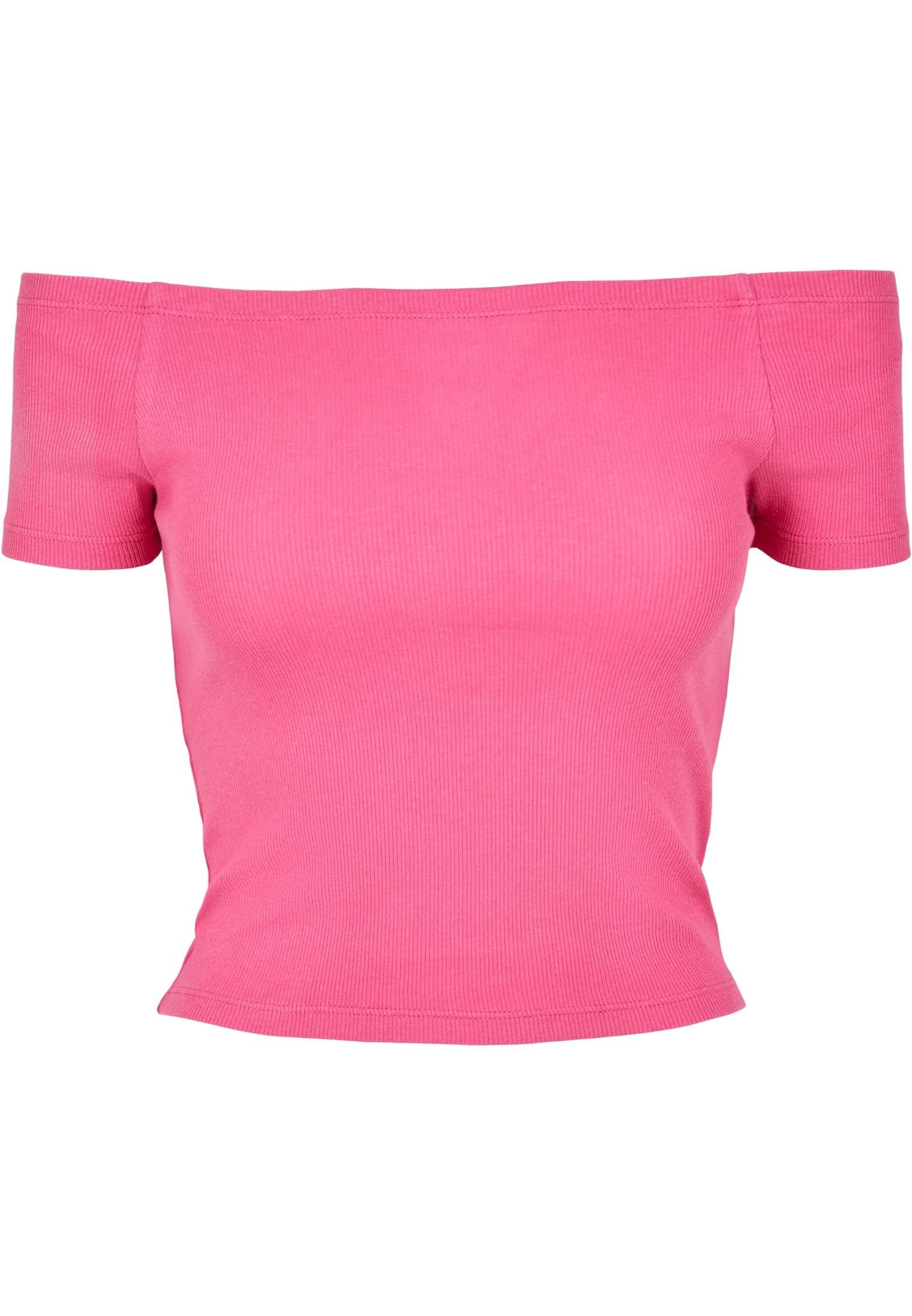 Tee Ladies Rib CLASSICS brightviolet T-Shirt (1-tlg) Shoulder Off URBAN Damen