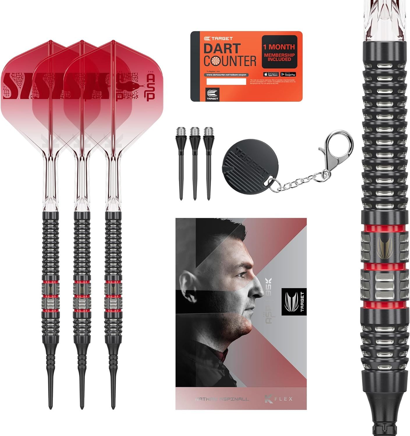 TARGET DARTS Softdarts Nathan Aspinall Soft Tip 95K Dart Set 18G 95% Wolfram-Darts