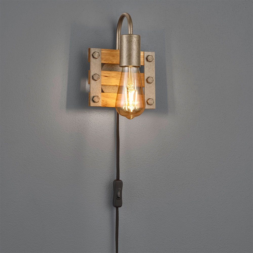 Wand etc-shop eckig Lampe Vintage Leuchte Wandleuchte, Retro Design LED Holz