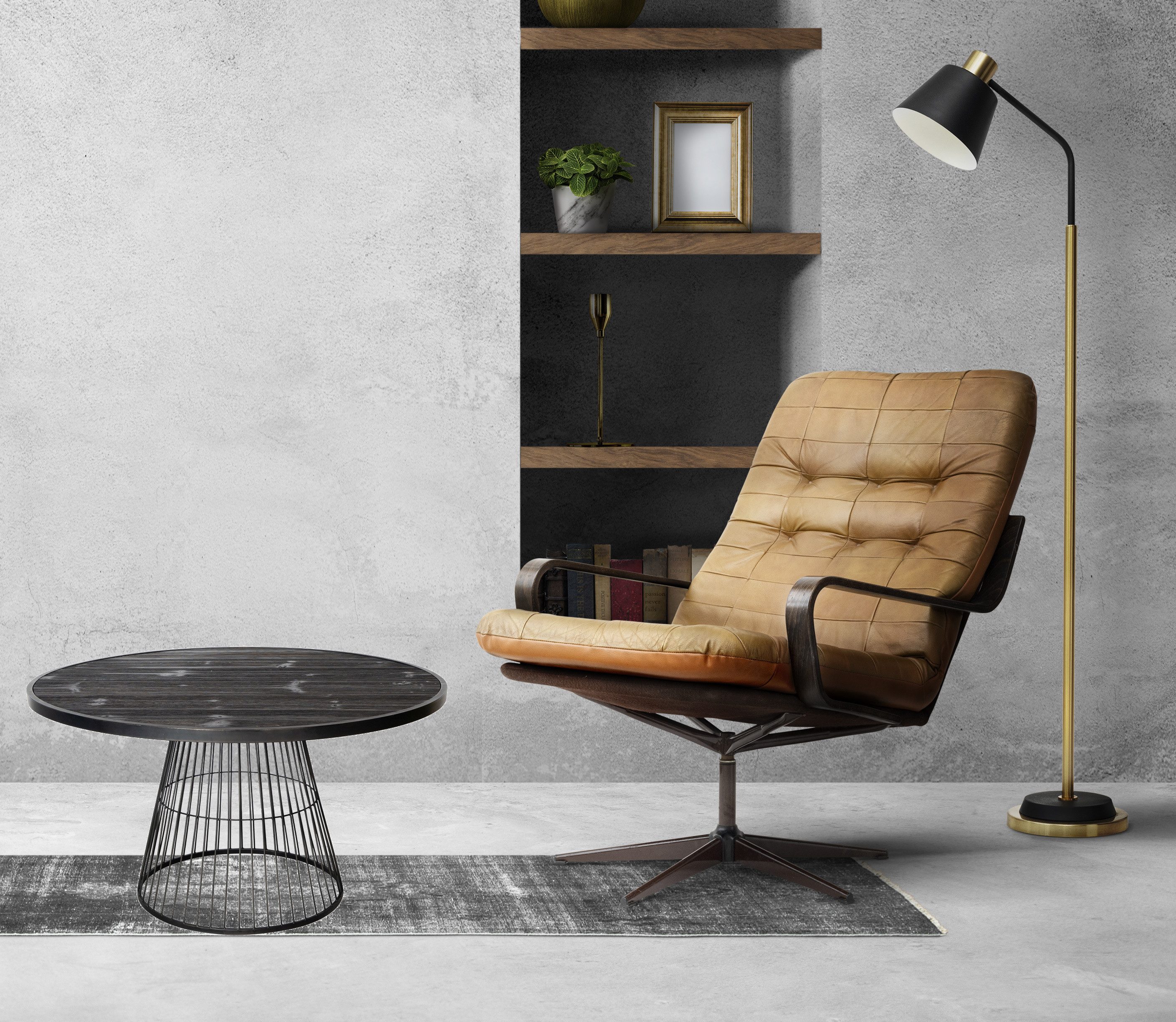 PTMD Beistelltisch Beistelltisch Couchtisch Gabor Industrial Metall/Holz ⌀ 80 cm