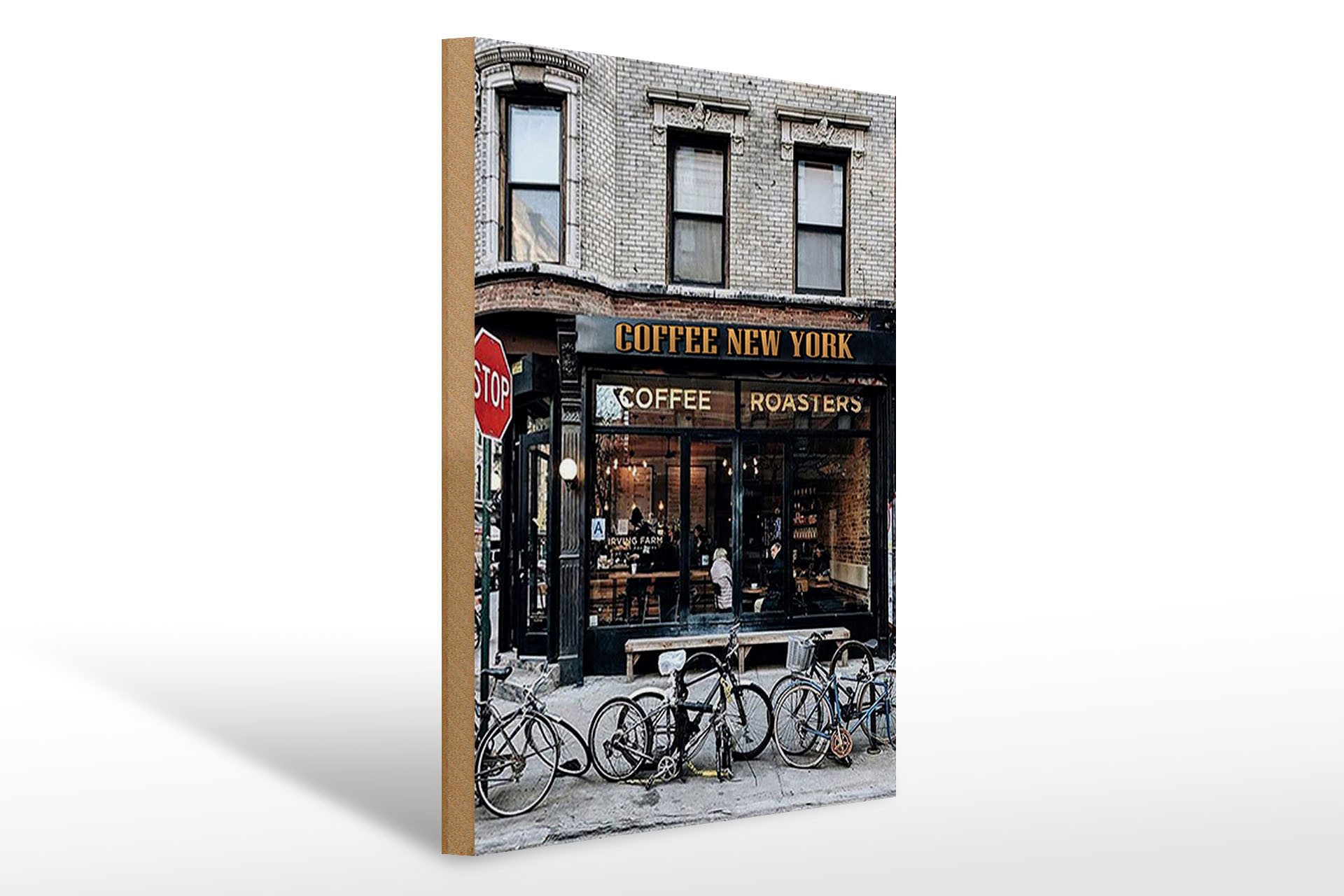 Holzbild Spruch 30x40cm Coffee new York Kaffee