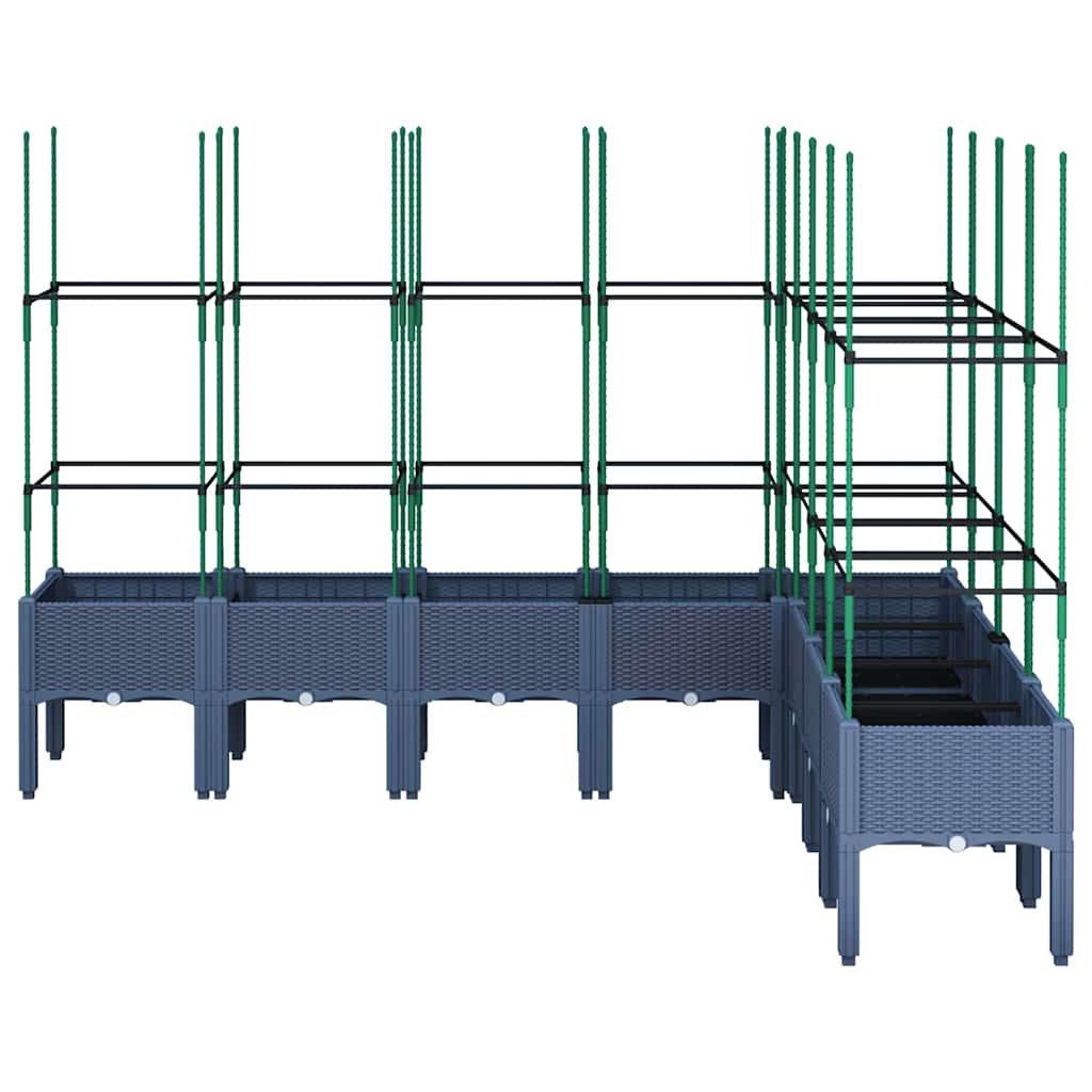 vidaXL Blumentopf Pflanzkübel mit Rankgitter Blaugrau 200x160x142,5 cm PP (1 St)