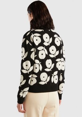 United Colors of Benetton Strickjacke mit Blumen-Strickmuster