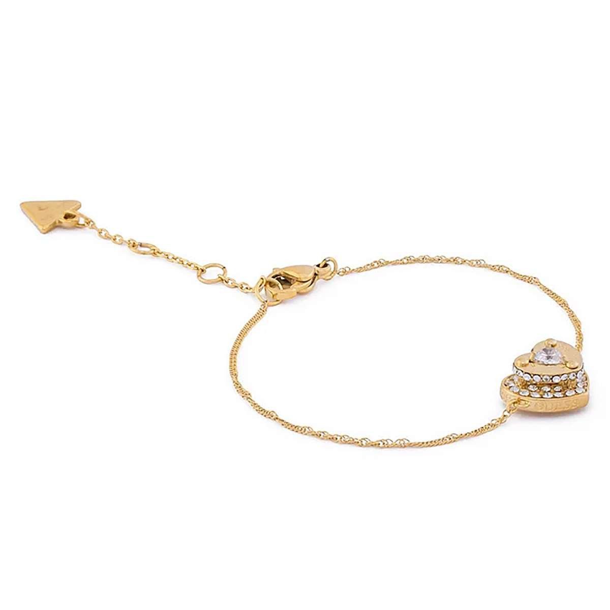 Guess Edelstahlarmband JUBB05550JWYGS, für Damen Herz Pave Goldfarben S
