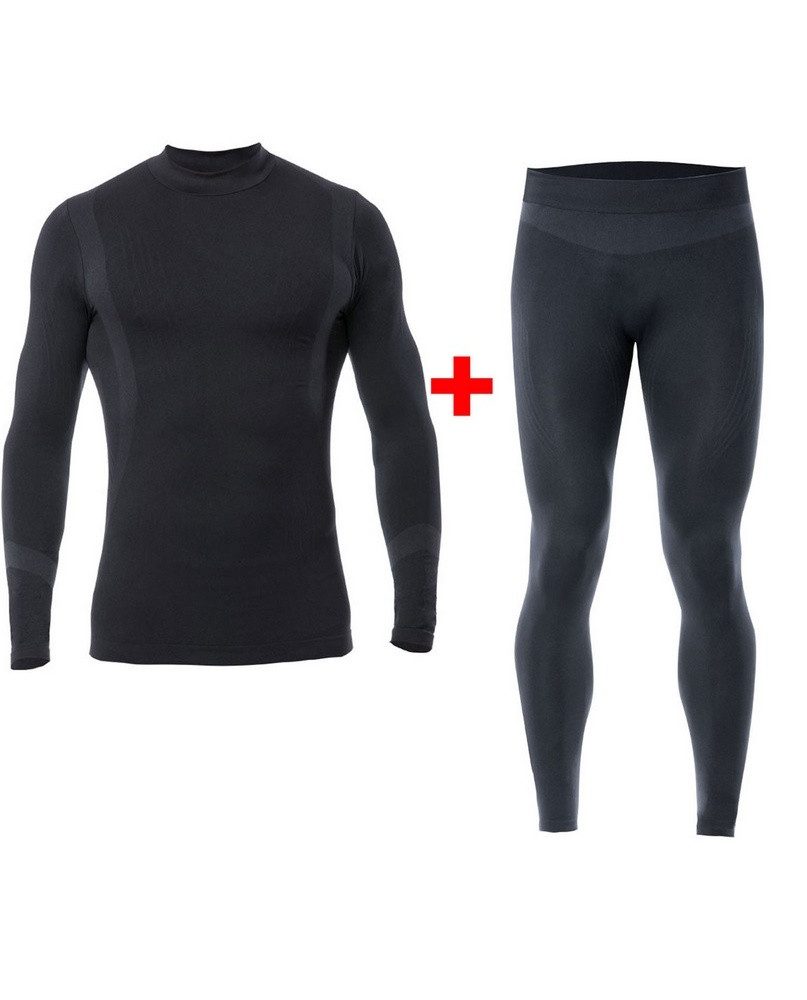 Iron-IC Langarmshirt Funktionsunterwäsche-Set (Hose + Langarmshirt) Thermic schwarz Herren