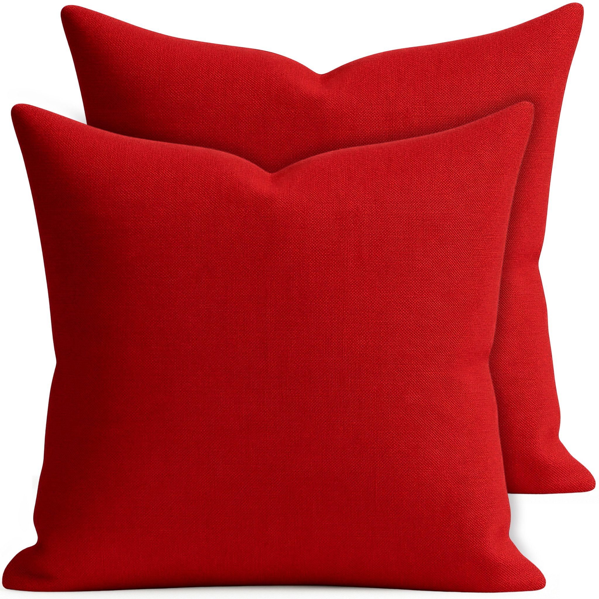 matches21 HOME & HOBBY Kissenbezüge 2er Set Kissenhülle 50x50 cm dunkelrot pflegeleicht mit Reißverschluss, (2 Stück), Zierkissen-Bezüge einfarbig für Couch-Kissen mit Lotuseffekt