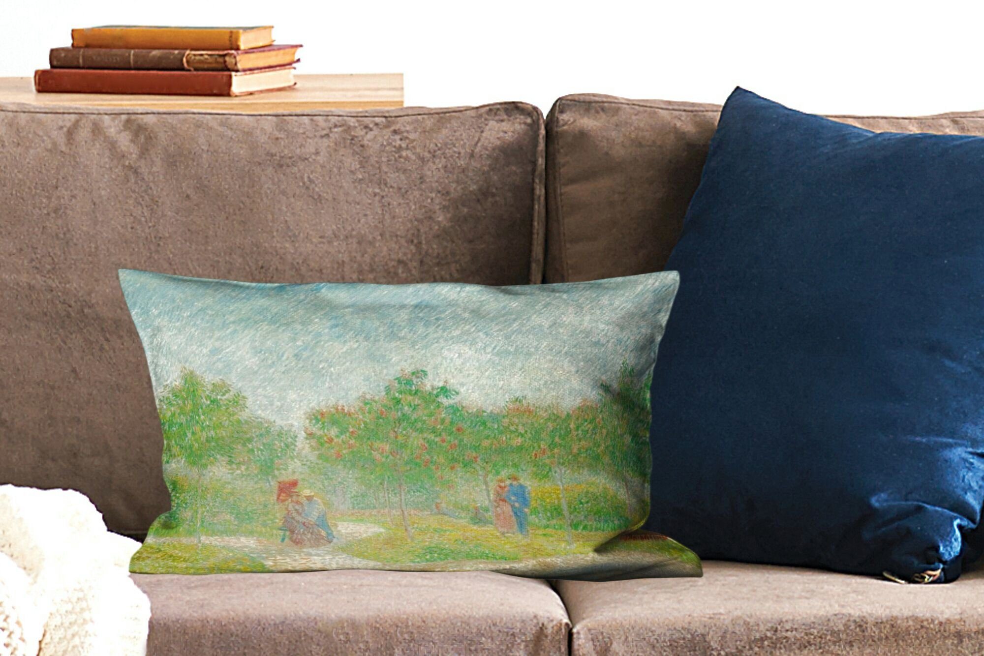 MuchoWow Wohzimmer Dekokissen Gogh, Füllung, Vincent van Zierkissen, - Schlafzimmer mit Garten Liebenden Dekokissen Dekoration, mit