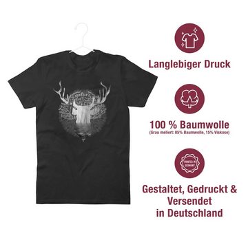 Shirtracer T-Shirt Hirsch Hirschkopf Hirschgeweih Mode für Oktoberfest Herren