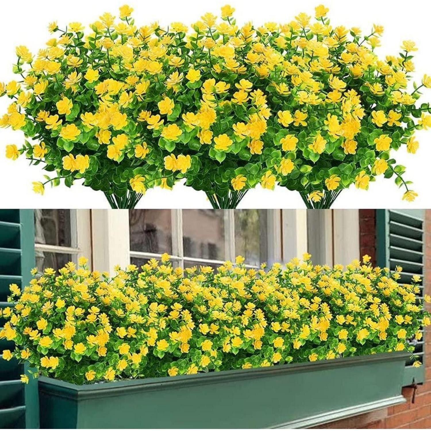 Kunstblumenstrauß Künstliche Blumen UV-beständig Gelb 8 Stück, LuxusKollektion