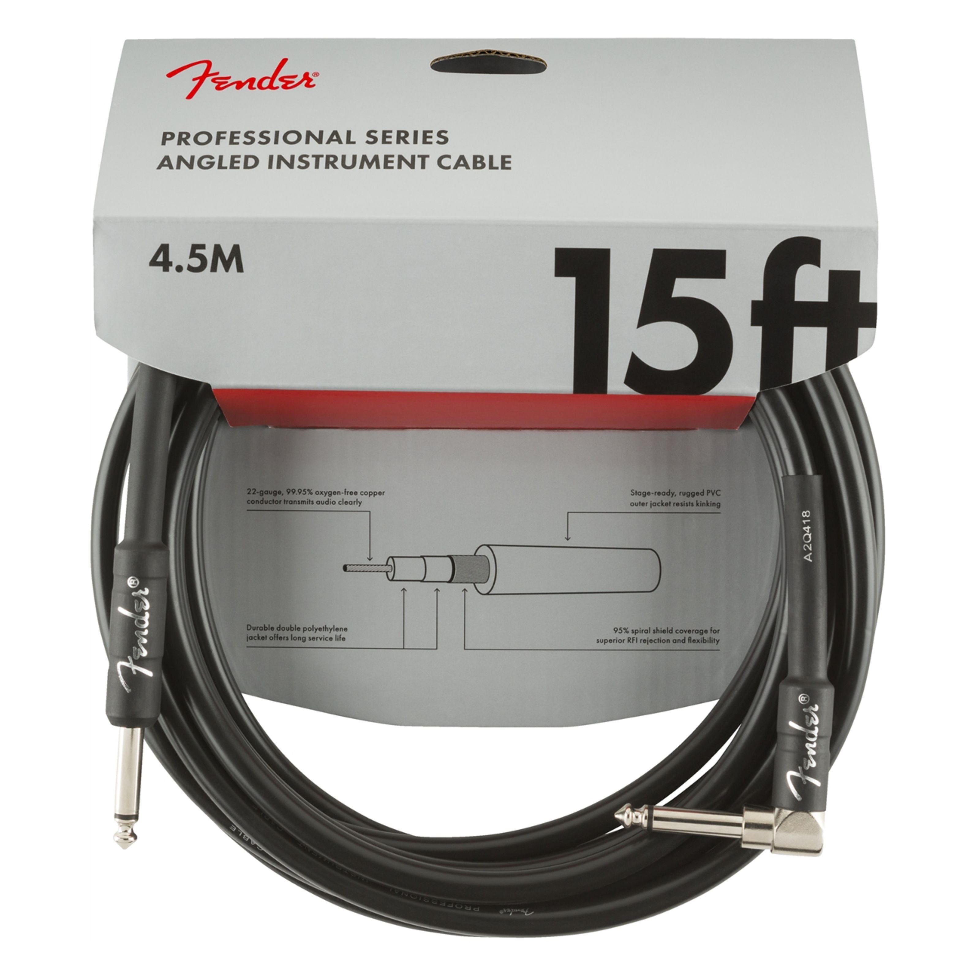 Fender Приладовий кабель, Professional Instrument Cable BLK 4,5 m - Приладовий кабель