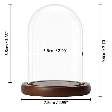 Belle Vous Dekoobjekt Glasglocke Tischdeko - 9,4 cm hoch, Glasglocke Deko - 9,4 cm hoch - klare Glocke aus Glas mit Tablett