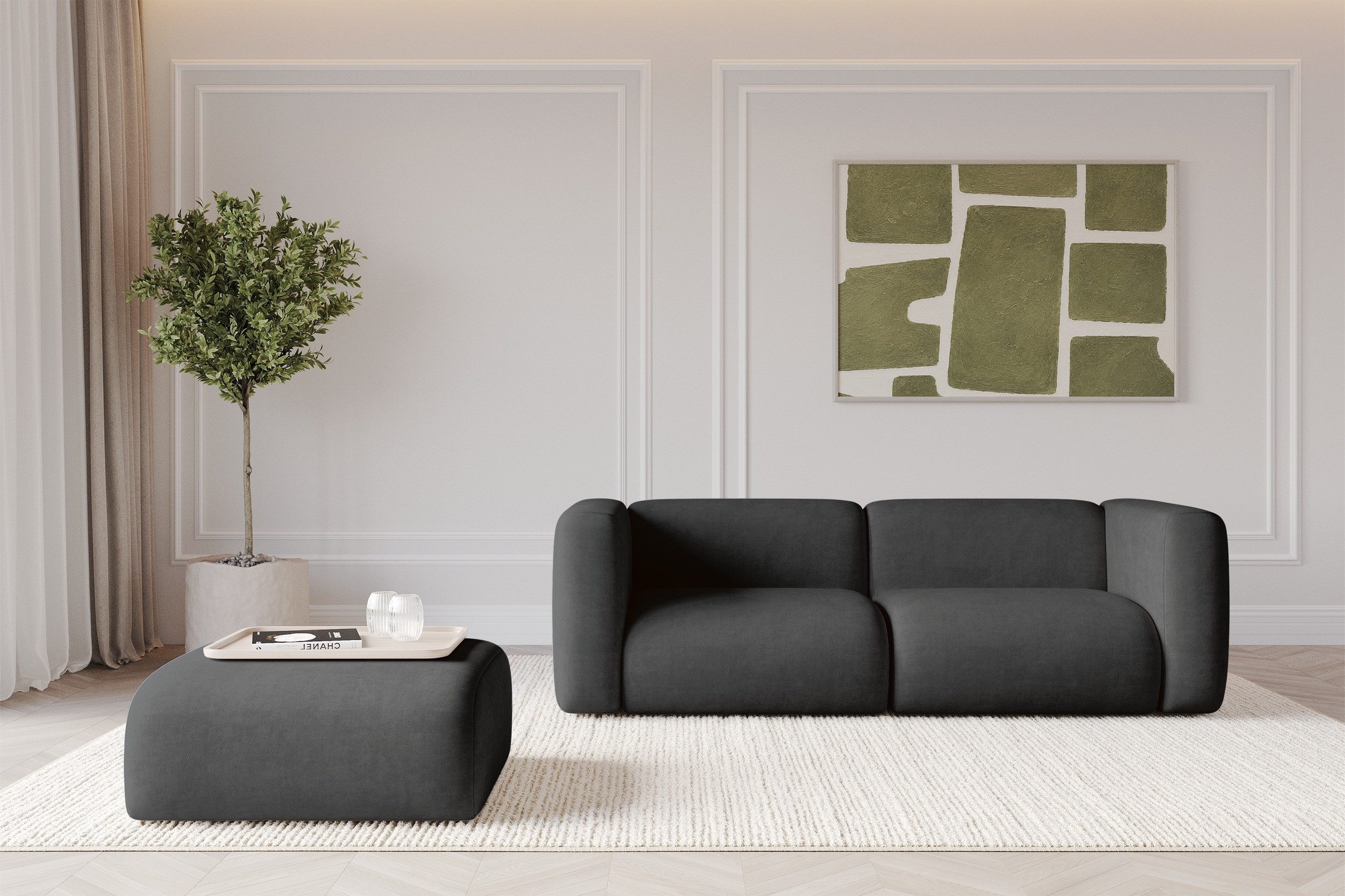 ALTDECOR Pouf MIRA-PUF (Pouf Sitzsack-Hocker modularer), Indoor Poufs Sitzhocker Fußhocker Wohnzimmer 91x89x40