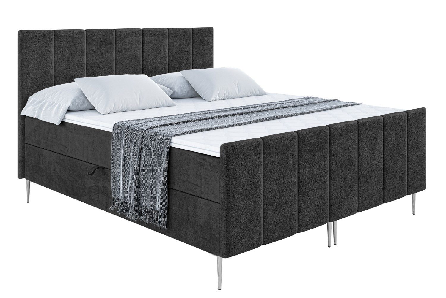 ALTDECOR Boxbett MOETI-F-Z (Multipocket-Matratze H4, H3 Matratze Bonellfederung, Topper, Kopfteil)