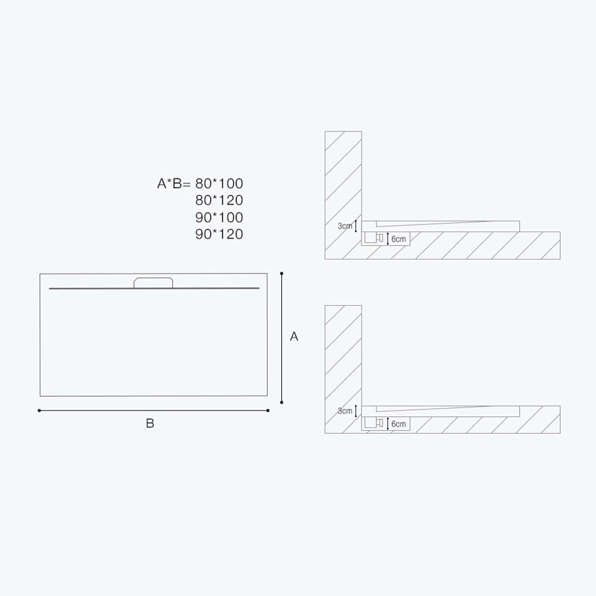 doporro Duschwanne Duschtasse Duschwanne Mineralguss Rechteckig DIN-Anschlüsse Lyra, Mineralguss
