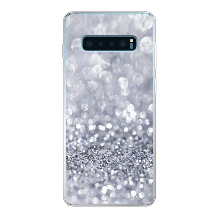MuchoWow Handyhülle Silber glitzert Phone Case Handyhülle Samsung Galaxy S10 Lite Silikon Schutzhülle