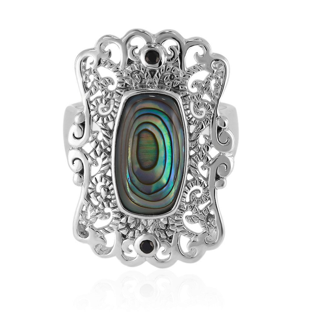 Cavill Silberring Silberring mit Abalone-Muschel 15x8 mm und 0,056 ct Spinellen (1-tlg)