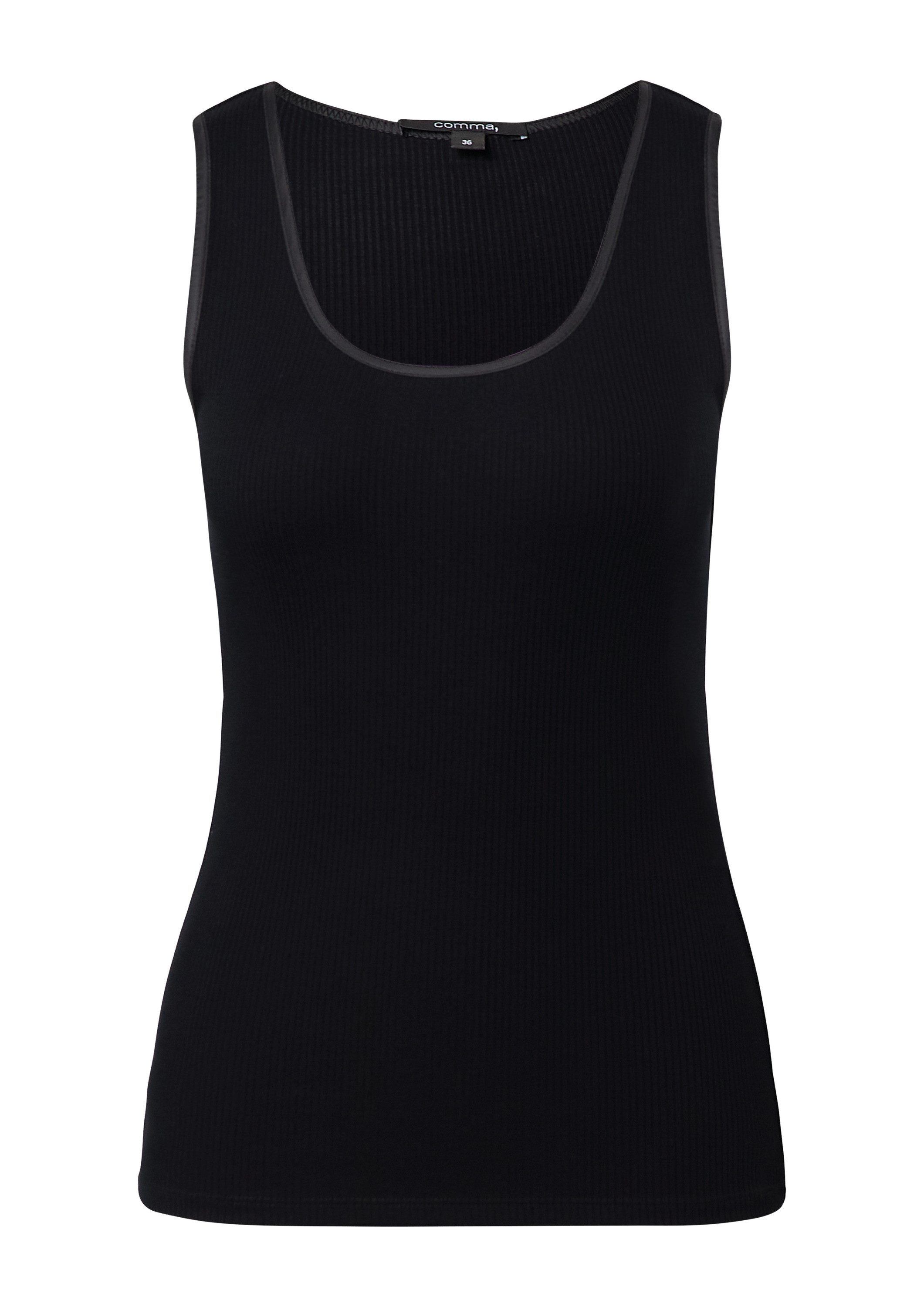 comma Muskelshirt T-Shirt Top im Slim Fit aus Rippware günstig online kaufen