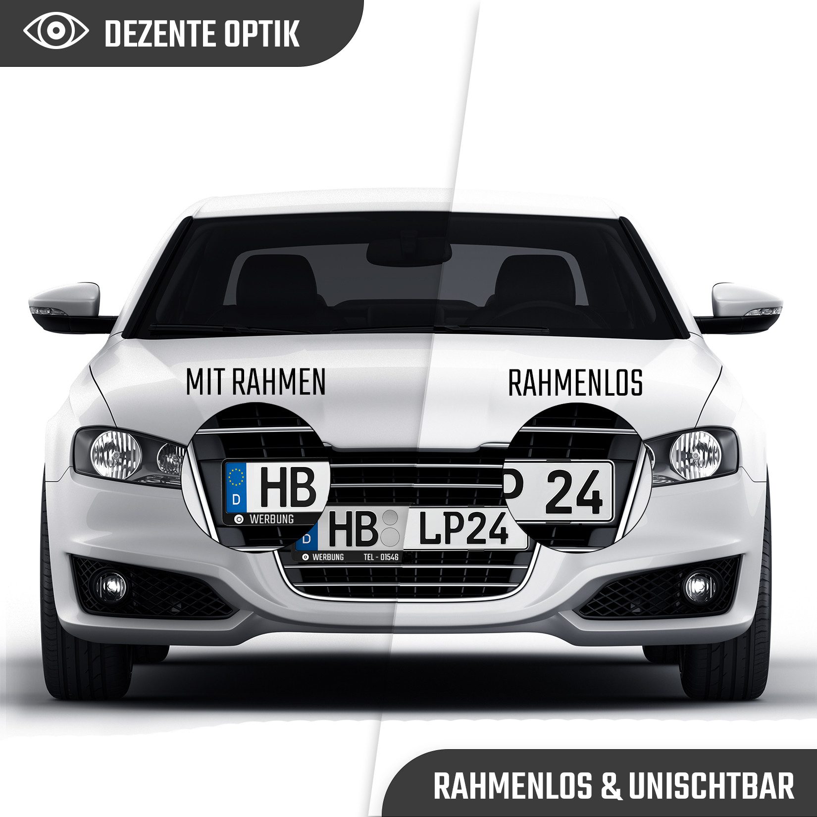 L & P Car Design Kennzeichenhalter für Auto rahmenlos universell unsichtbar, (2 Stück) – Bild 5 von 5