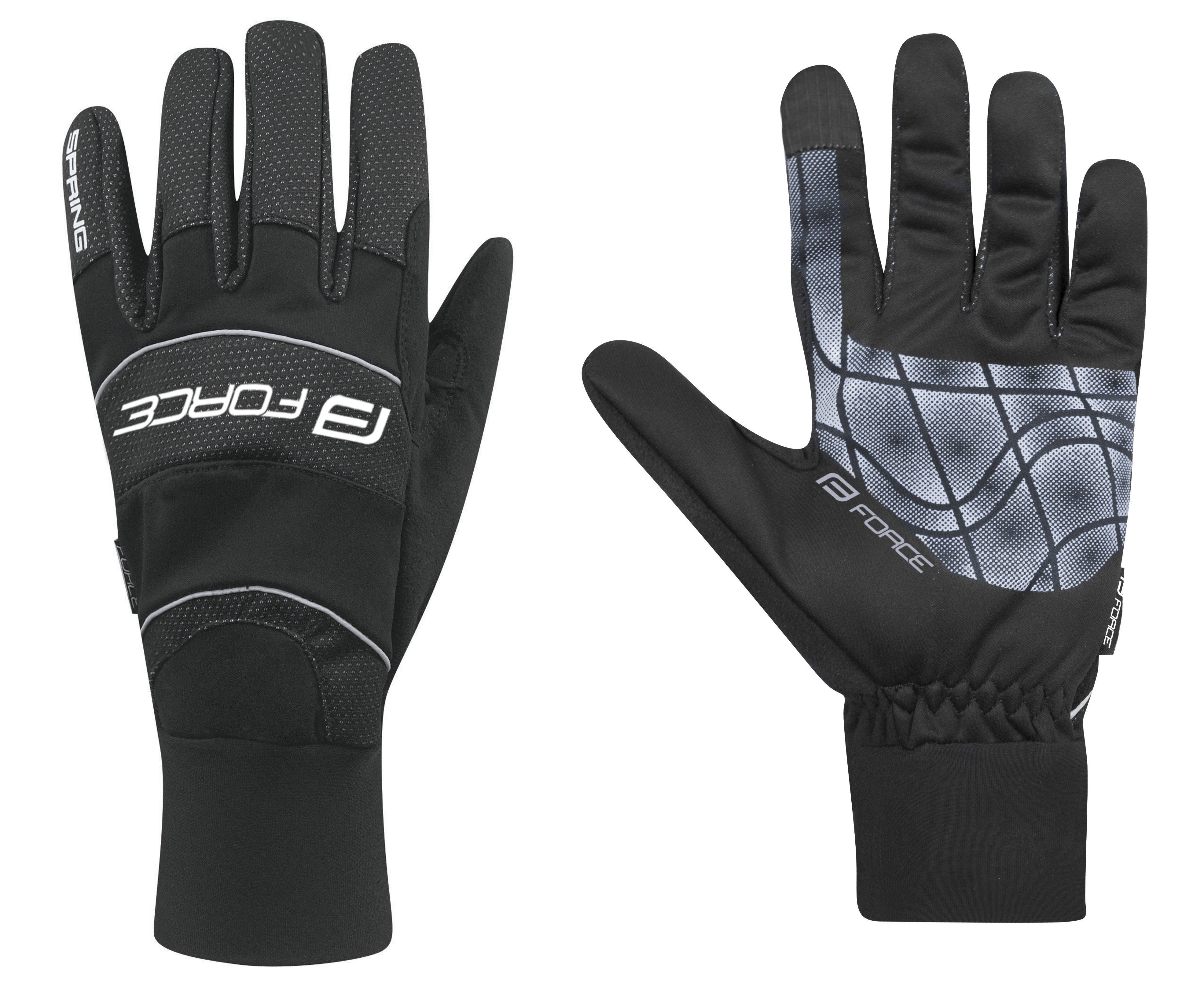 FORCE Fahrradhandschuhe Handschuhe FORCE WINDSTER SPRING black +5 °C bis +10 °C