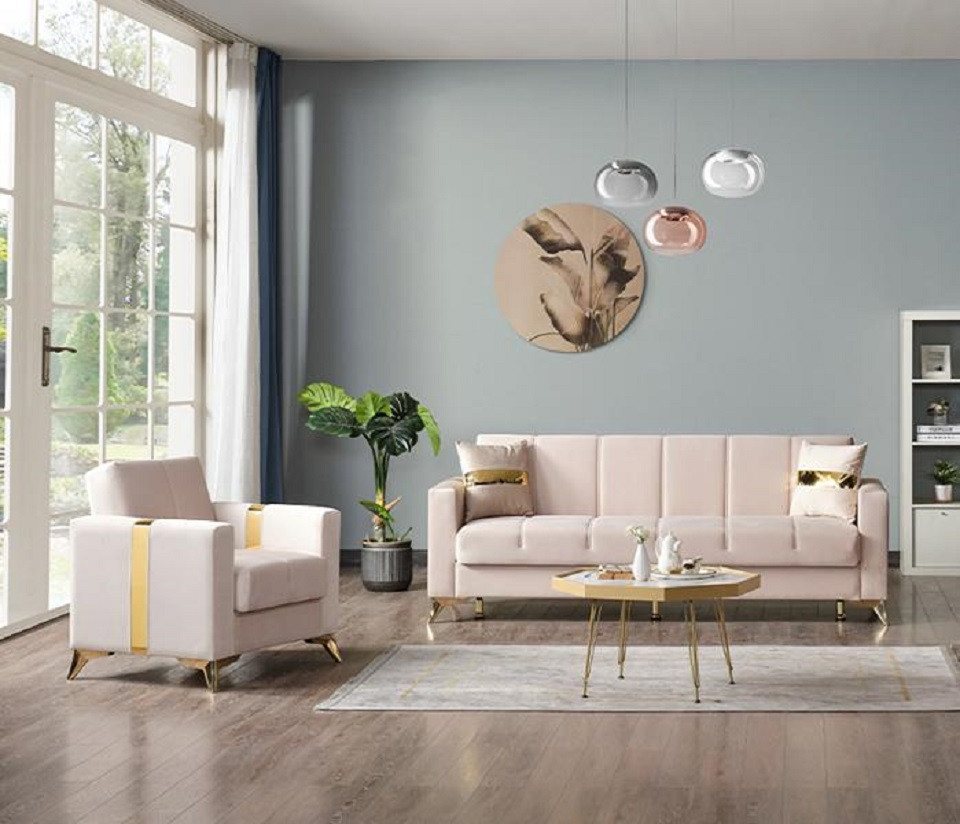 jvmoebel polstergarnitur wohnzimmer set sitzgruppe sofa 3 sitzer dreisitzer  sessel polster, (2-tlg., 2tlg wohnzimmer set(sofa 3 sitzer+sessel), made