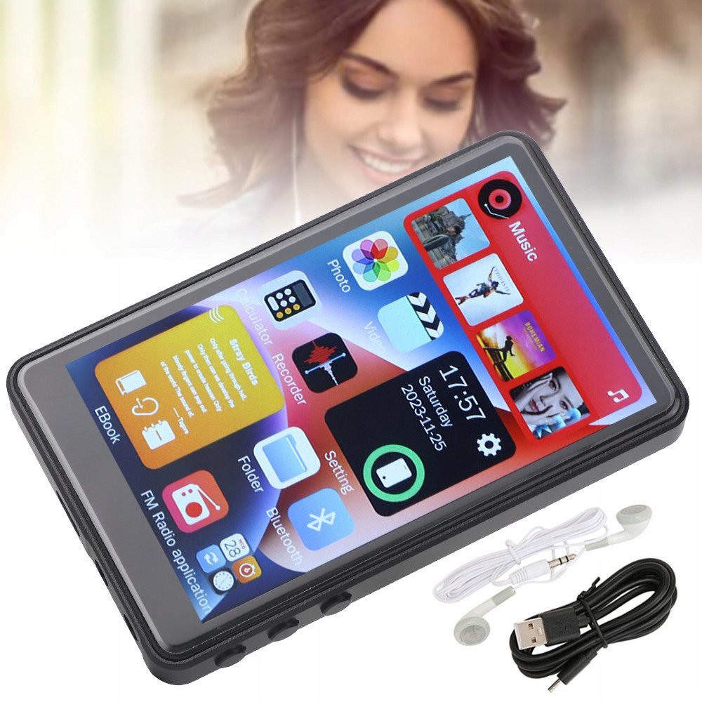 TWUFY 16GB MP3 Player Bluetooth 5.0 mit 4" TFT Farbbildschirm MP3-Player (16 GB, bluetooth, HiFi Musik Kinder MP3 Player mit Lautsprecher, Touch-Tasten)