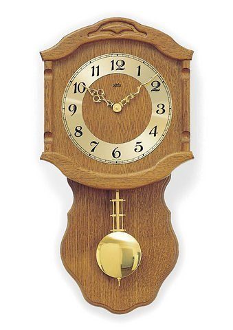 AMS Pendelwanduhr W964/4 (Quarzuhr, Holz-/Messinggehäuse, Buche,Made in Germany,Wohnzimmer)