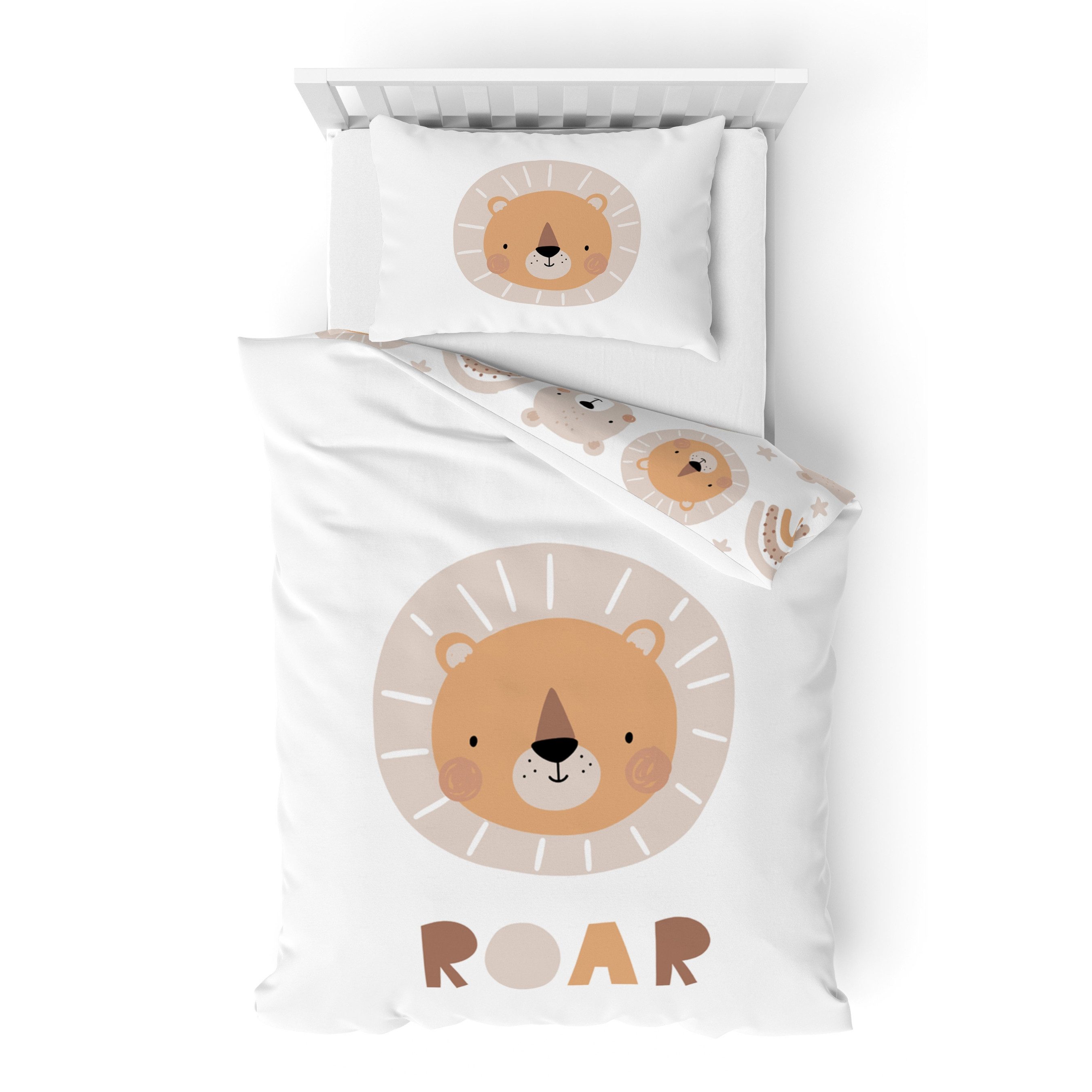 MTOnlinehandel Babybettwäsche Little Lion 100x135 + 40x60 cm in Biber, Löwe günstig online kaufen