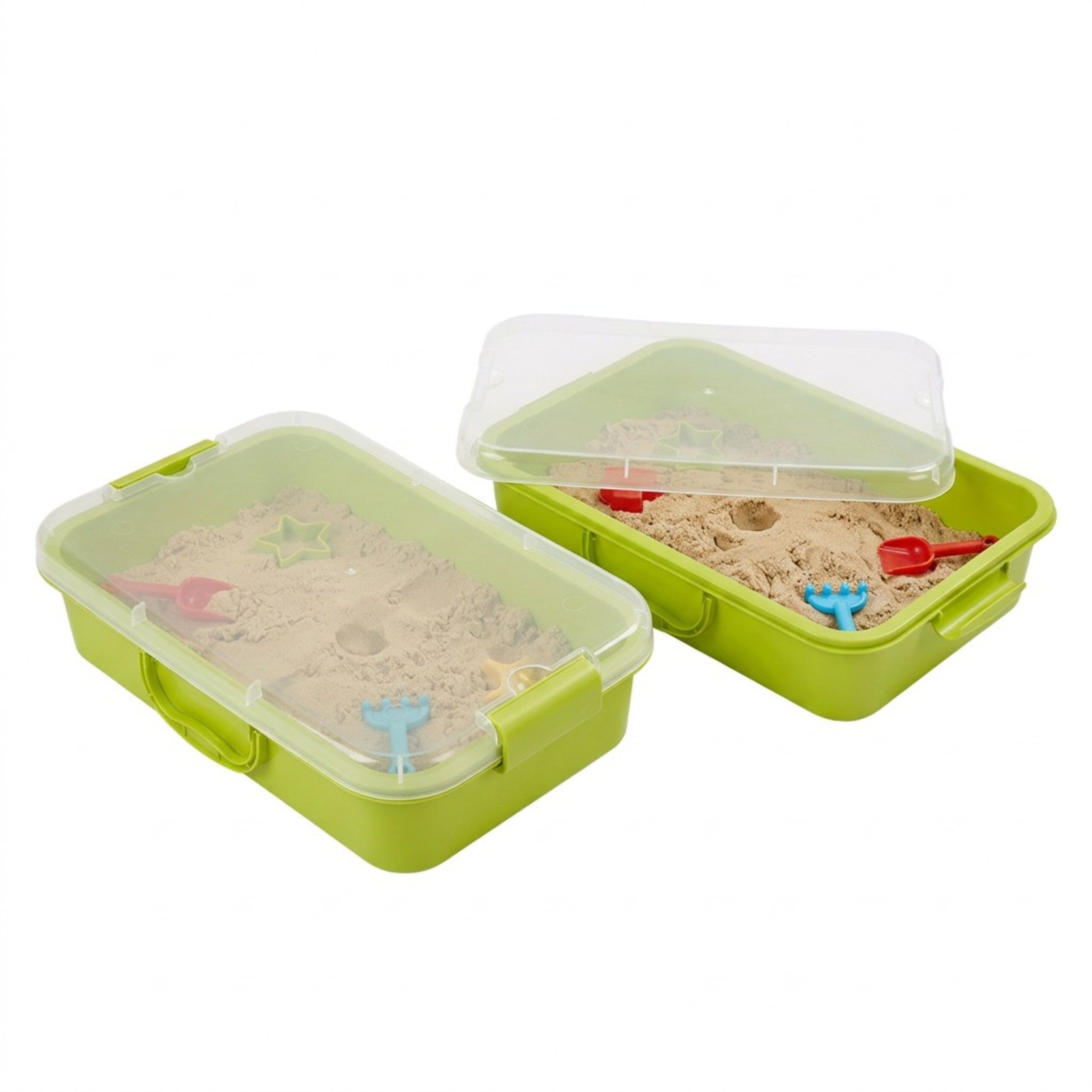 relaxdays Sandkasten mit Deckel 2er Set, Hellgrün