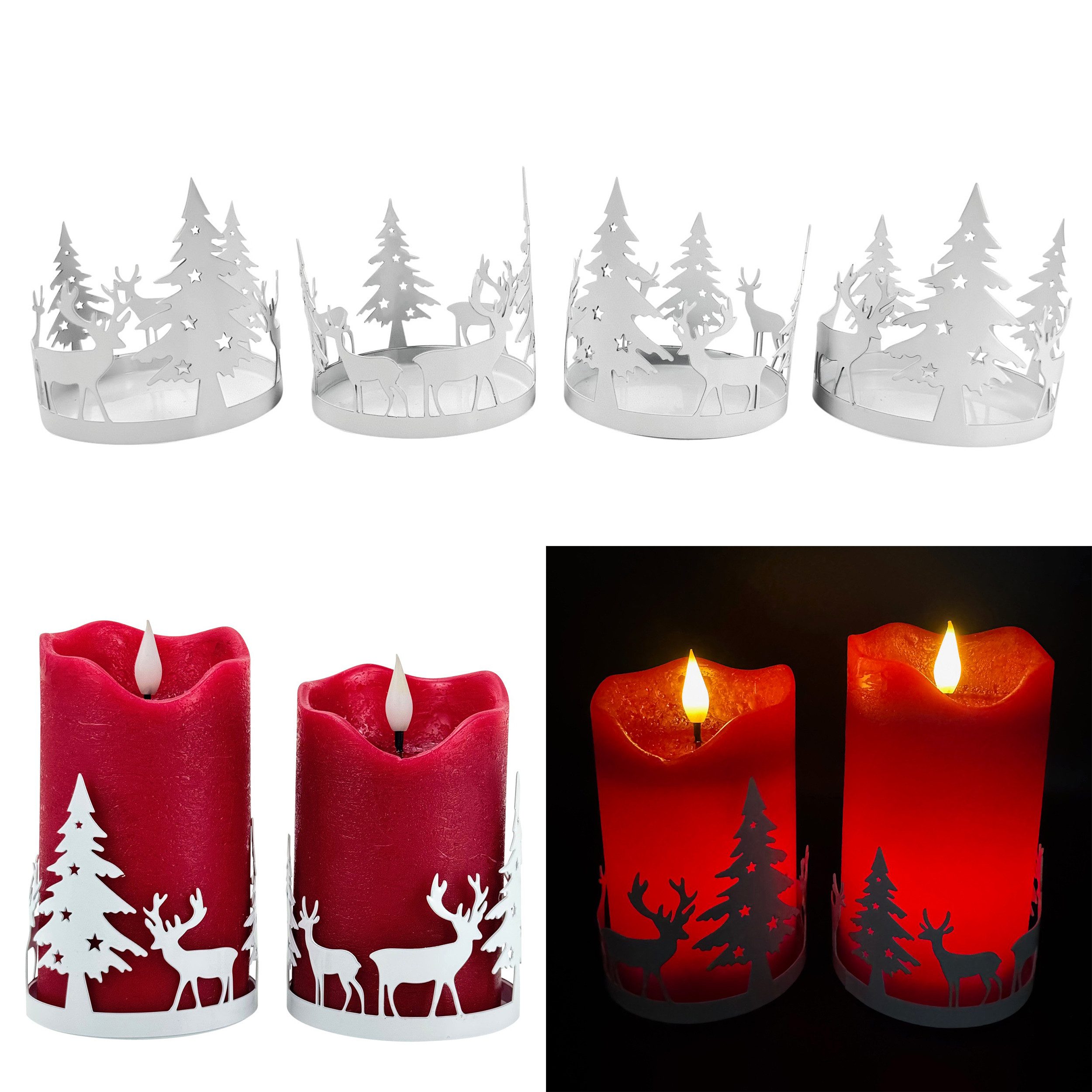 Online-Fuchs Kerzenständer - 4 einzelne Kerzenhalter Waldszene für Stumpenk günstig online kaufen